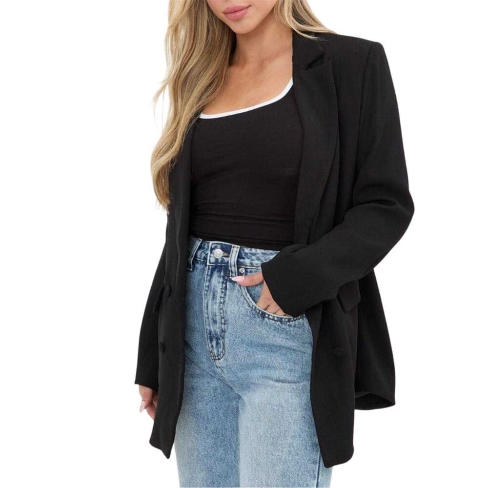 I Saw It First Womens/Ladies Woven Relaxed Fit Blazer / Black